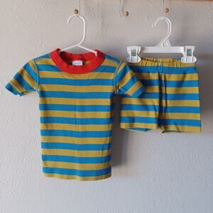 HANNA ANDERSSON Stripe Short John Set 90cm/3t